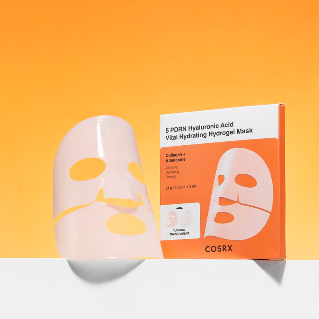 مجموعة أقنعة هيدروجيل مرطبة حيوية بحمض الهيالورونيك من 5 PDRN - 3 أقنعة ورقية